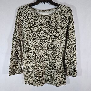 Women's shirt top small, tan with black dots, cheetah print brand obey